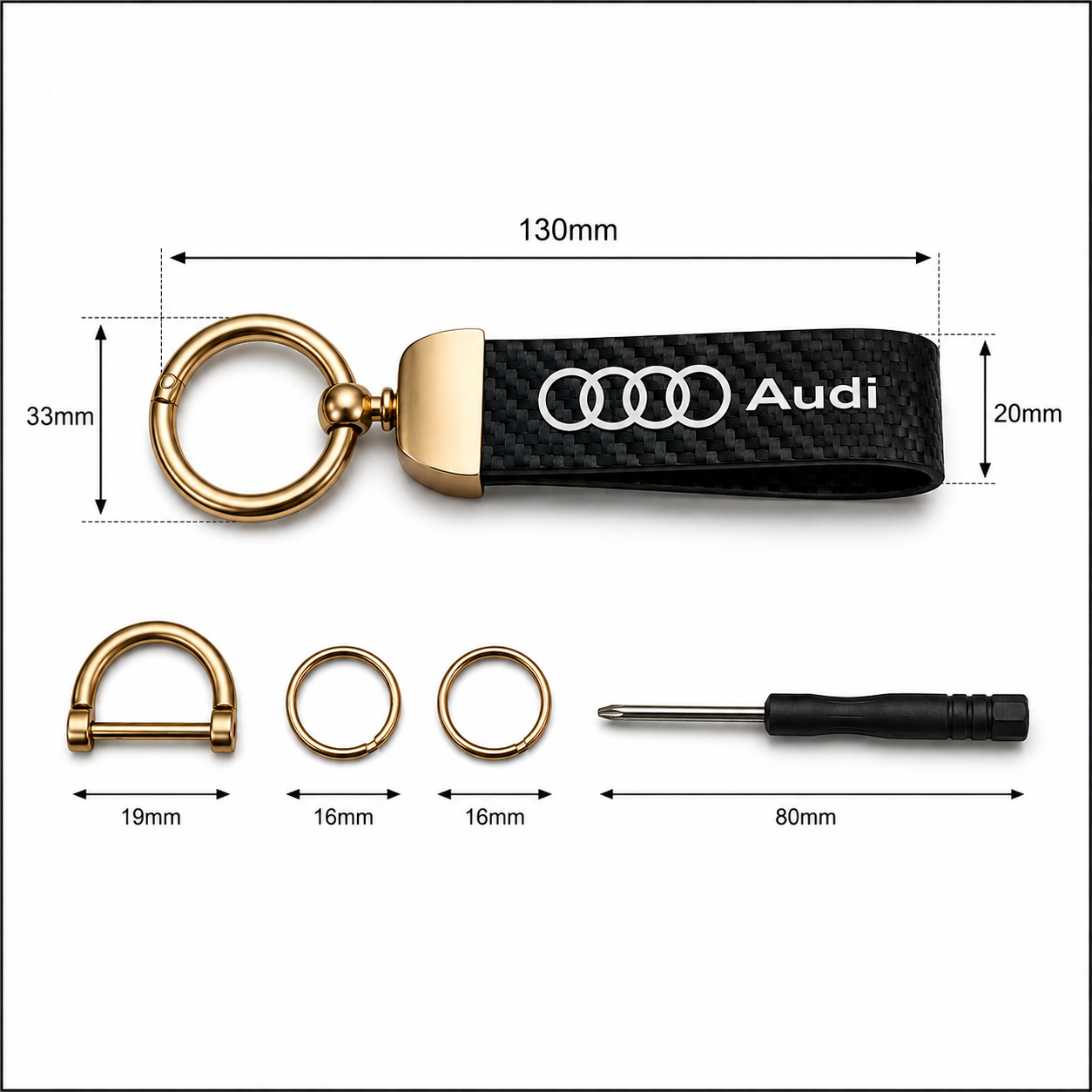Keychain for Audi - Carbon & Gold