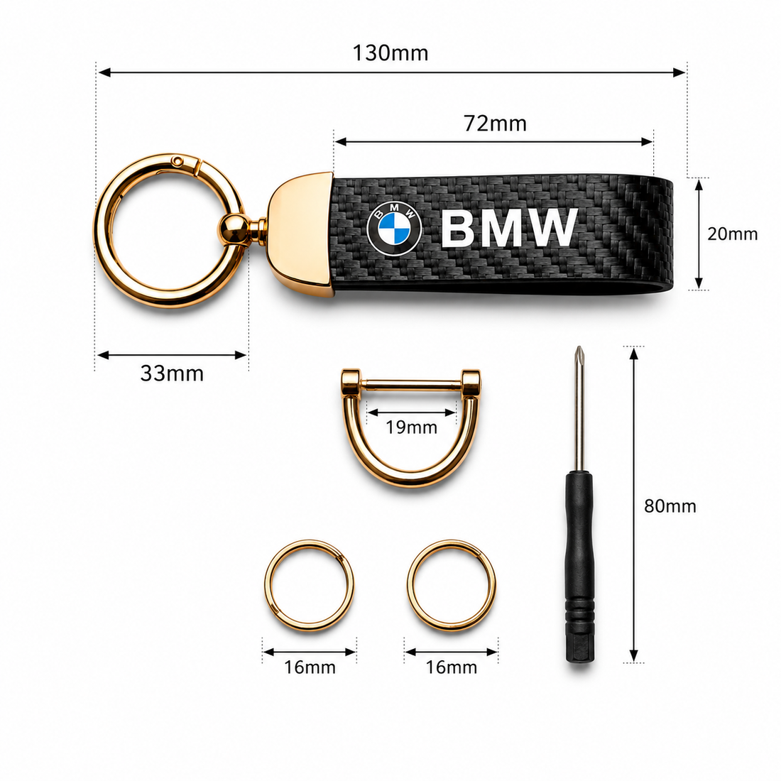 Keychain for BMW - Carbon & Gold