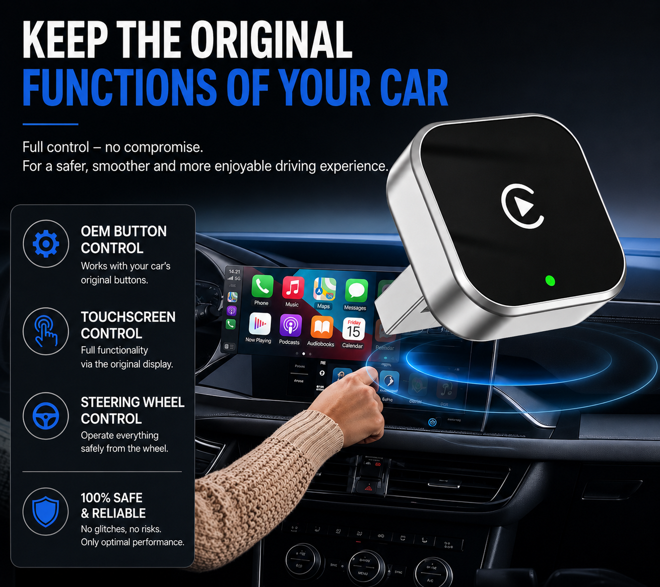 2-in-1 Wireless CarPlay & Android Auto Dongle