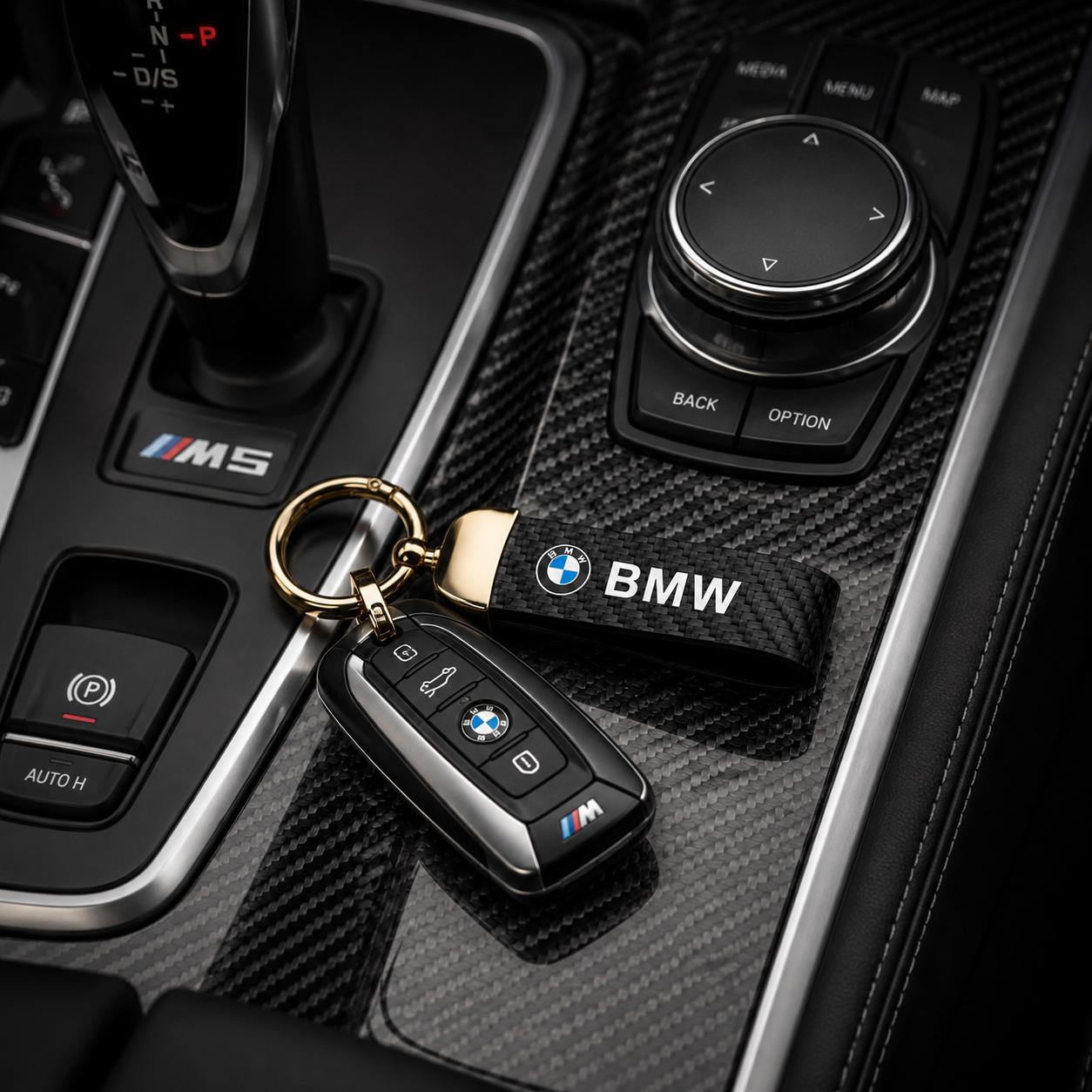 Keychain for BMW - Carbon & Gold