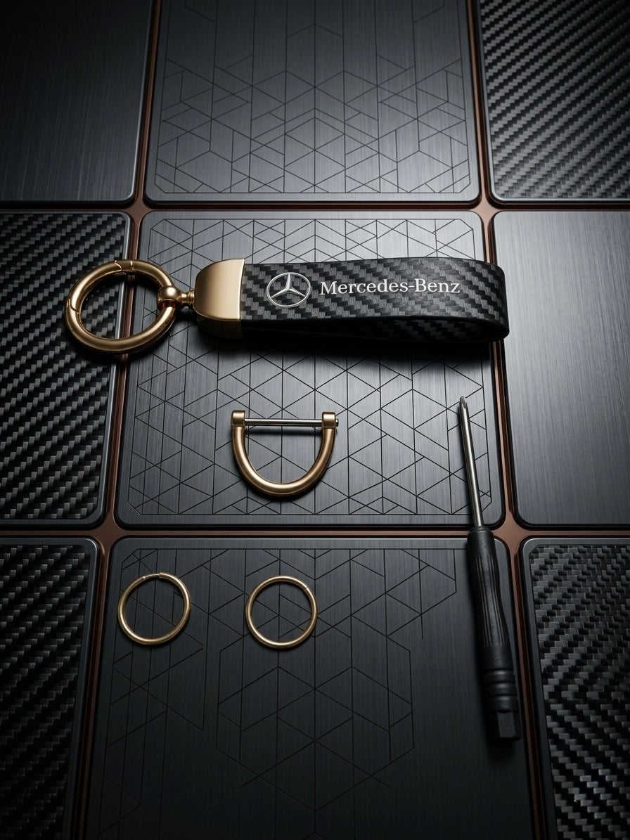 Keychain for Mercedes - Carbon & Gold