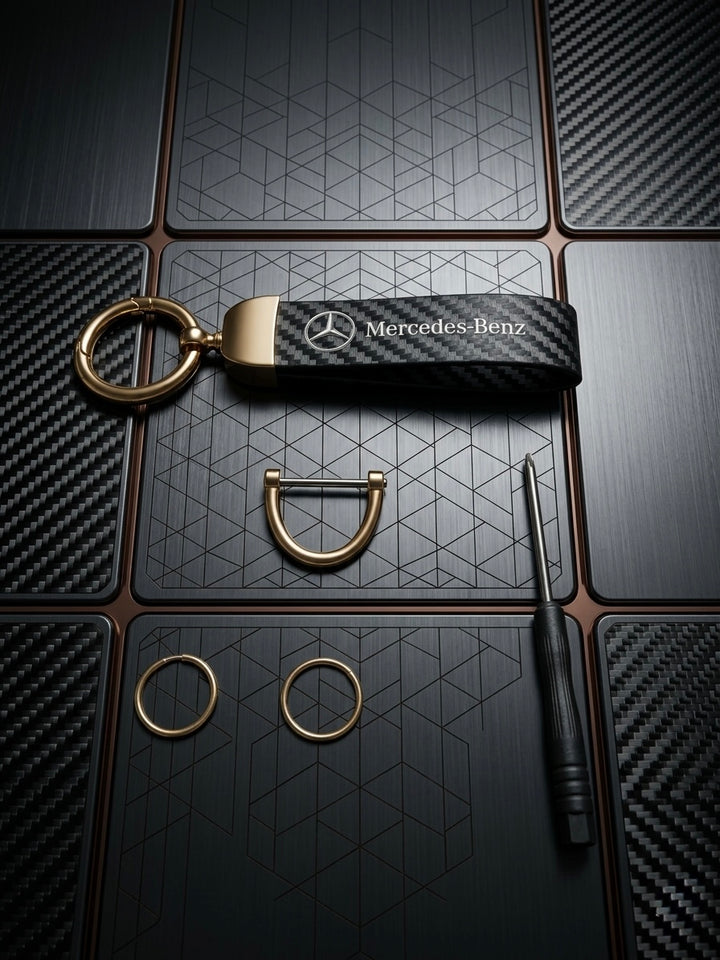 Keychain for Mercedes - Carbon & Gold