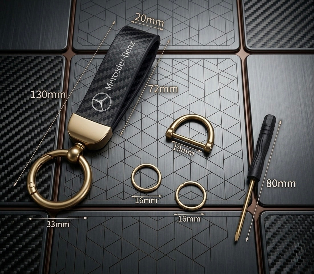 Keychain for Mercedes - Carbon & Gold