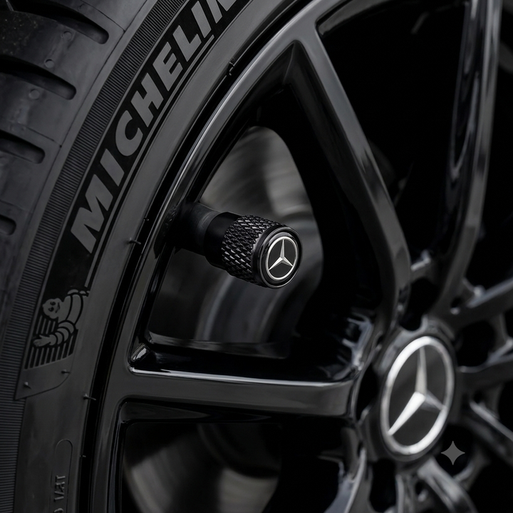 Premium Valve Caps for Mercedes-Benz – Black Aluminium