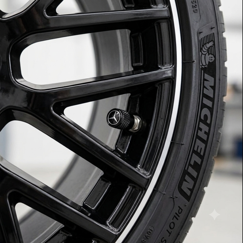 Premium Valve Caps for Mercedes-Benz – Black Aluminium