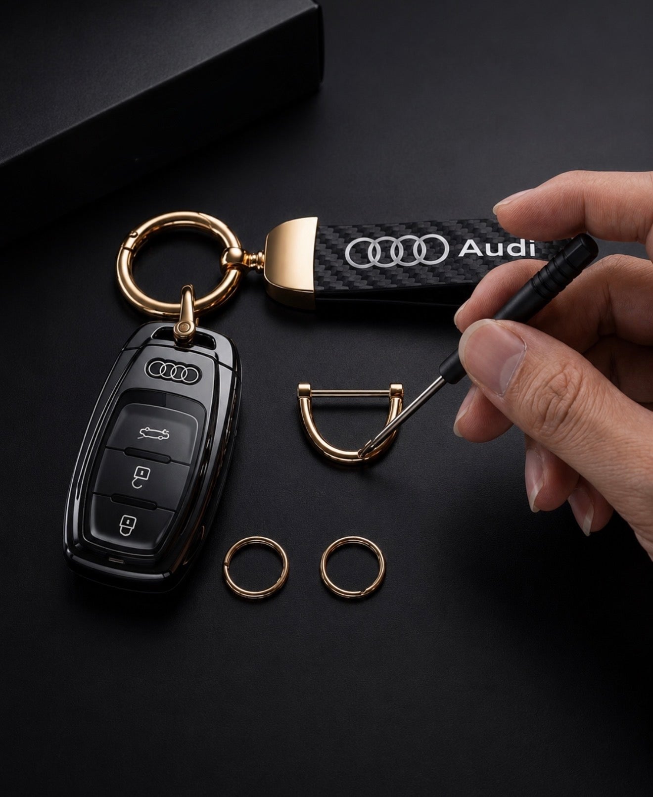 Keychain for Audi - Carbon & Gold