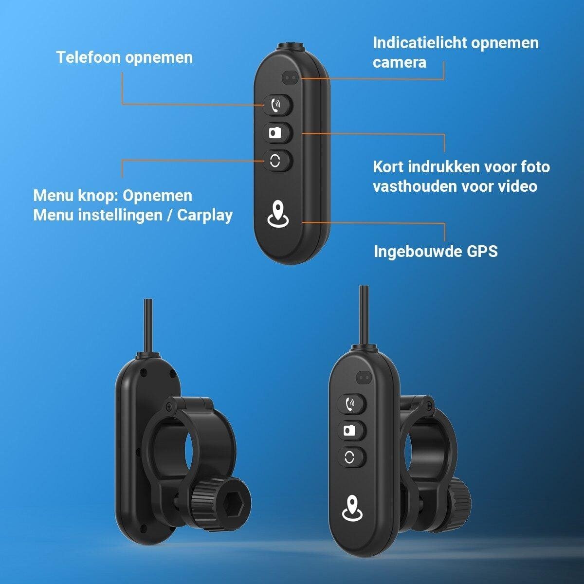 Motor – CarPlay-scherm 5 inch · waterdicht · met camera's · RD-MN5