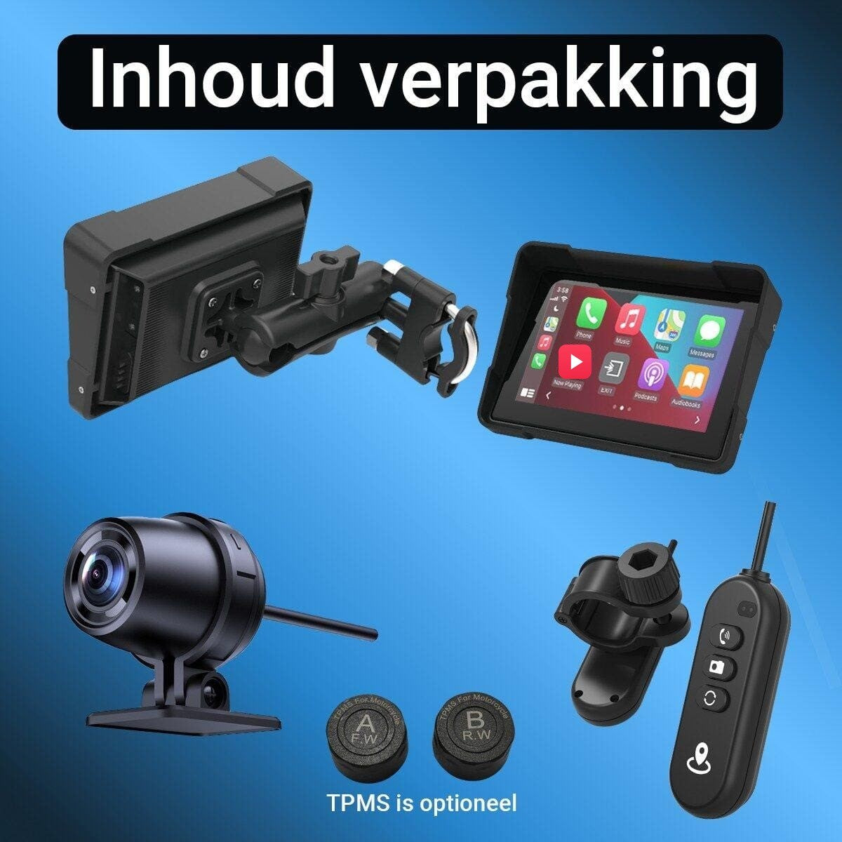 Motor – CarPlay-scherm 5 inch · waterdicht · met camera's · RD-MN5