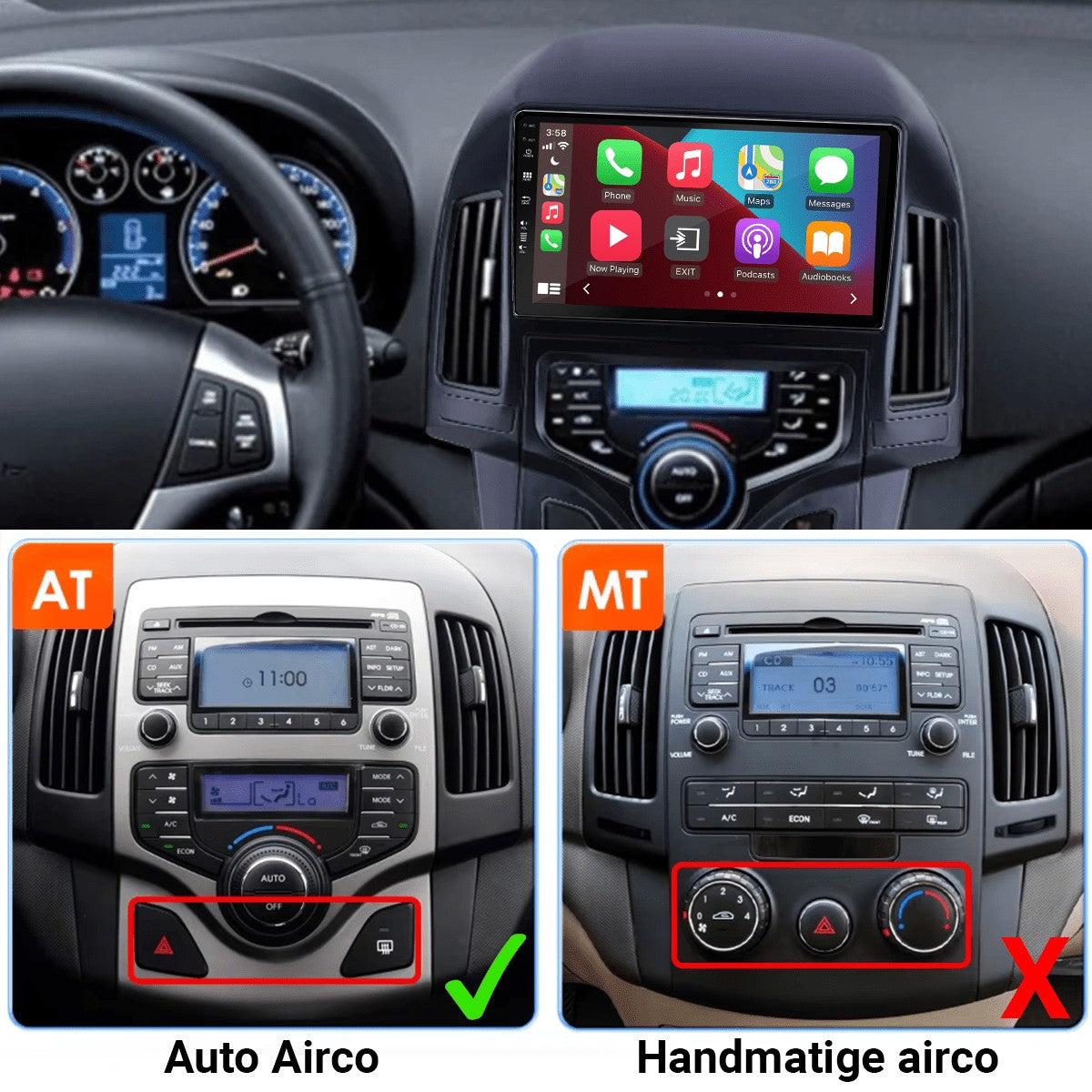 Hyundai i30 (2008–2011) – CarPlay-scherm 9 inch · DAB+ · RD-D040Q
