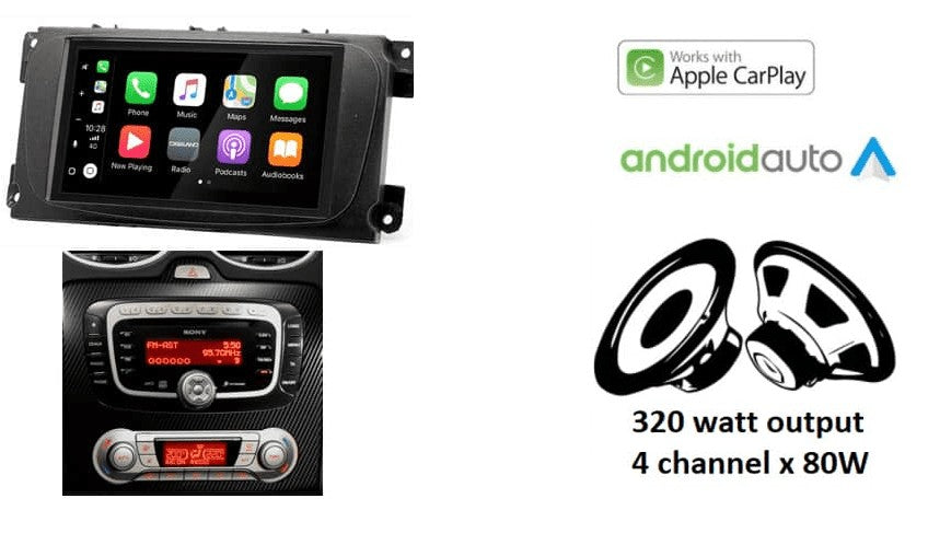 Ford Focus, Mondeo, C-Max, S-Max, Galaxy & Kuga – CarPlay-autoradio · DAB+ · zwart ovaal