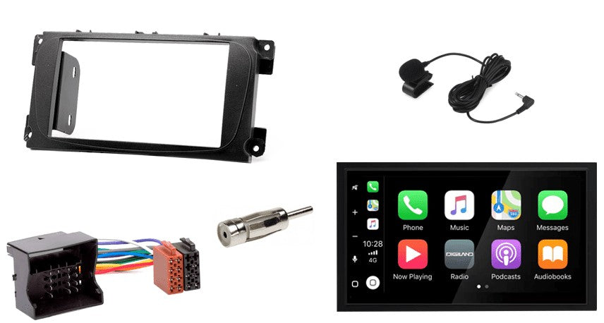 Ford Focus, Mondeo, C-Max, S-Max, Galaxy & Kuga – CarPlay-autoradio · DAB+ · zwart ovaal