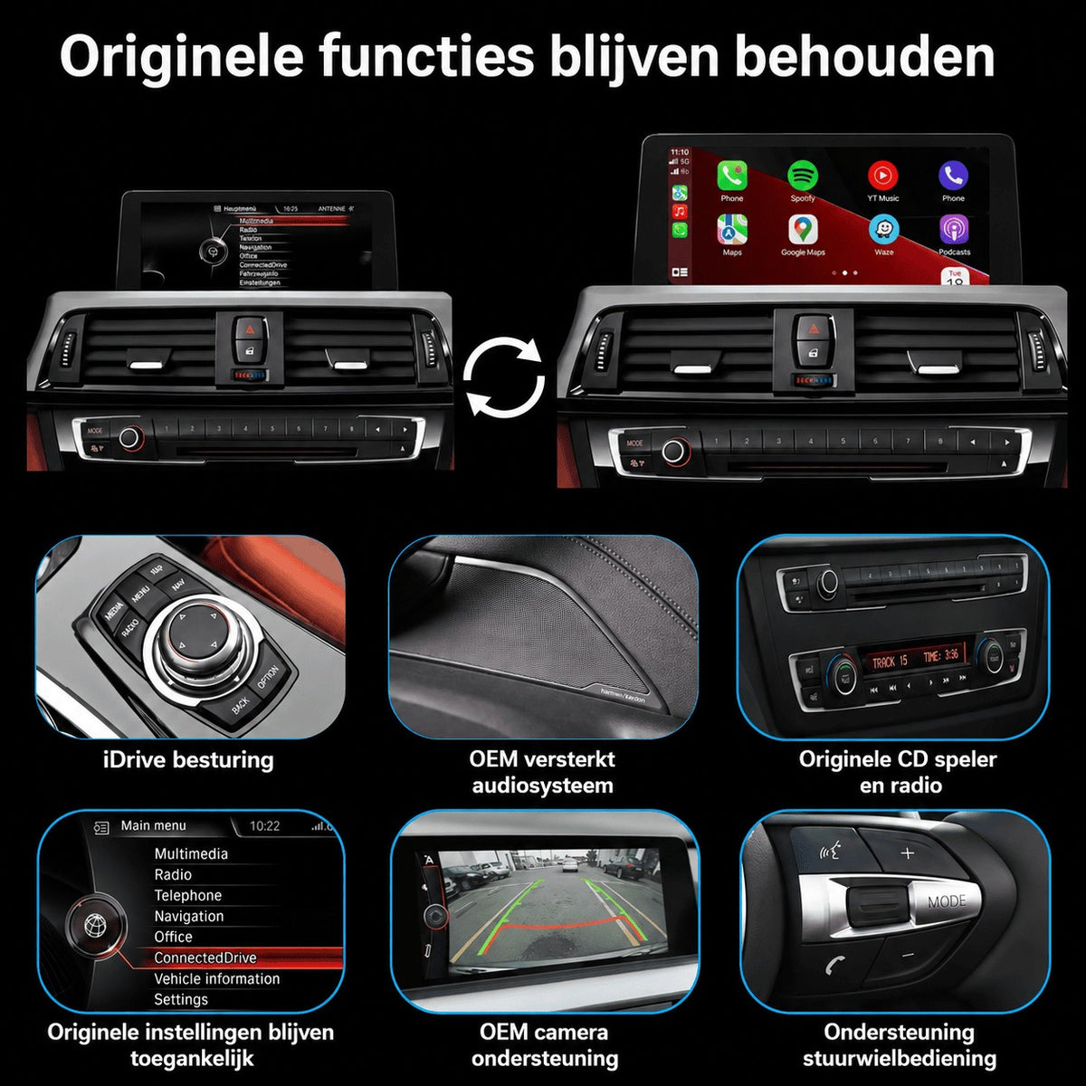 BMW 3-Serie F30/F31 F34 (2012–2019) – CarPlay-schermupgrade 10,25 inch