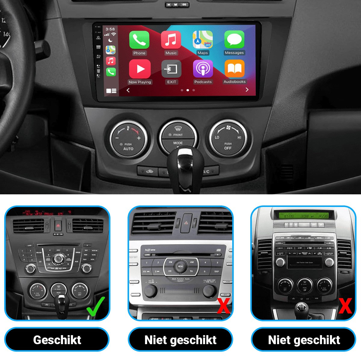 Mazda 5 (2010–2015) – CarPlay-scherm 9 inch · DAB+ · RD-D040Q