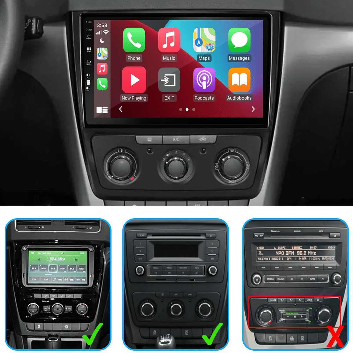 Škoda Yeti (2009–2014) – CarPlay-scherm 10 inch · DAB+ · 8-core