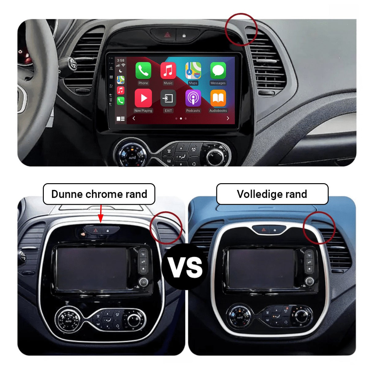 Renault Captur met R-Link (2013–2019) – CarPlay-scherm 9 inch · DAB+ · RD-D040Q
