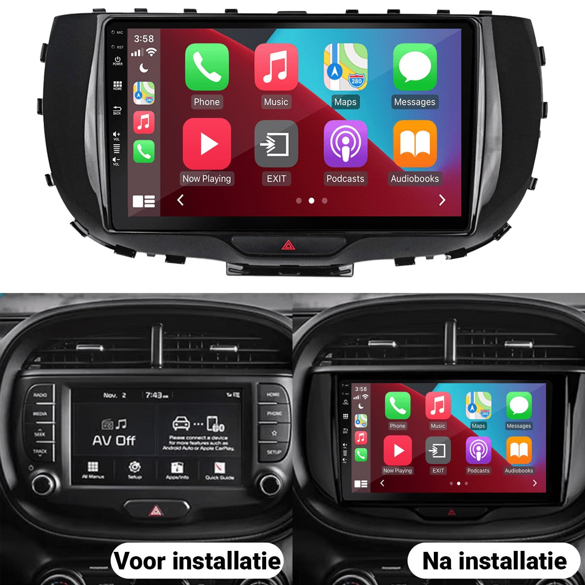 Kia Soul (2019–2024) – CarPlay-scherm 9 inch · DAB+ · RD-D040Q