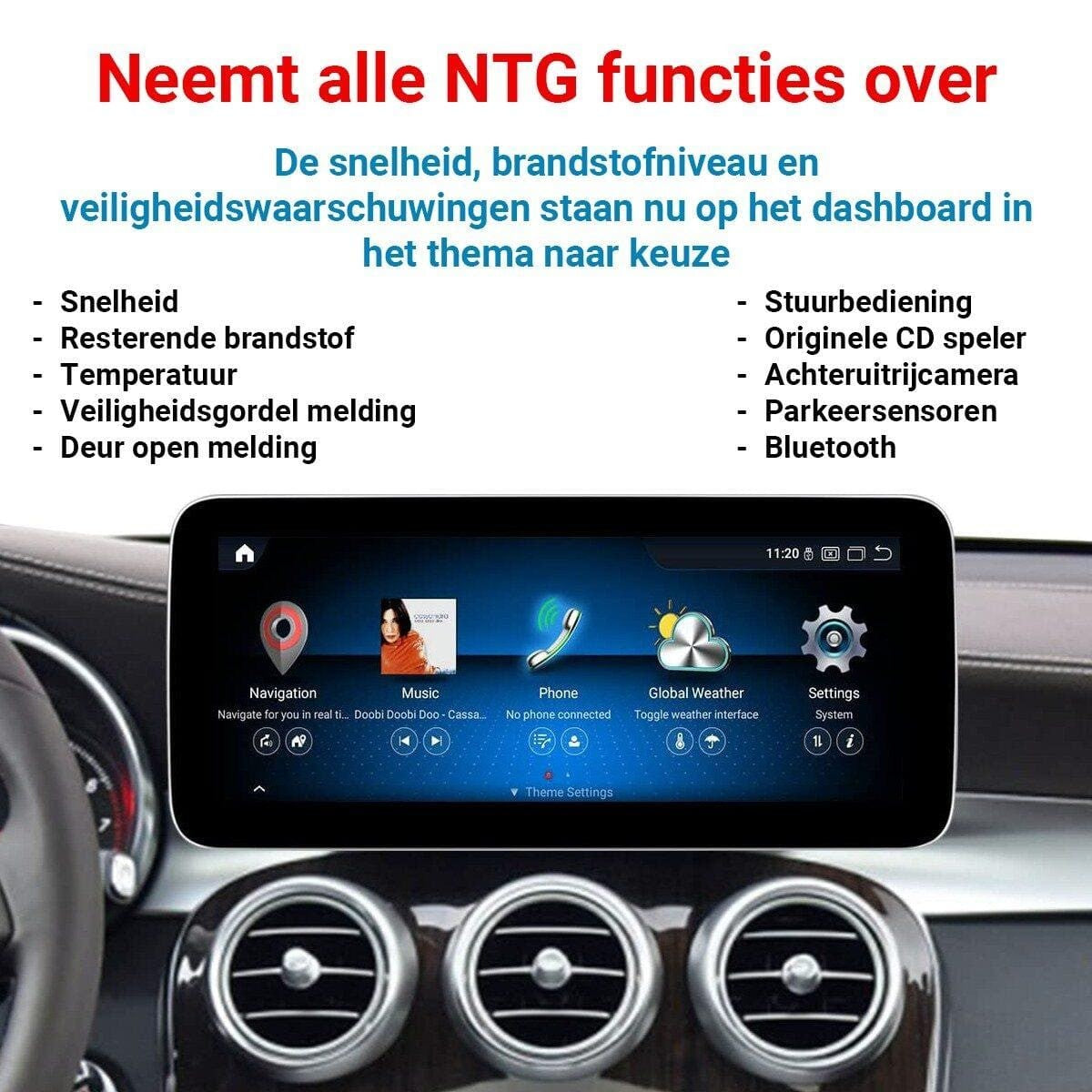 Mercedes-Benz C-Klasse (W205) (2014–2019) – CarPlay-schermupgrade 12,3 inch · NTG 5