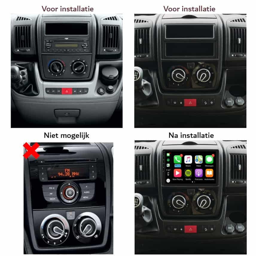 Fiat Ducato, Peugeot Boxer & Citroën Jumper (vanaf 2006) – CarPlay-scherm 9 inch · DAB+ · RD-D040Q