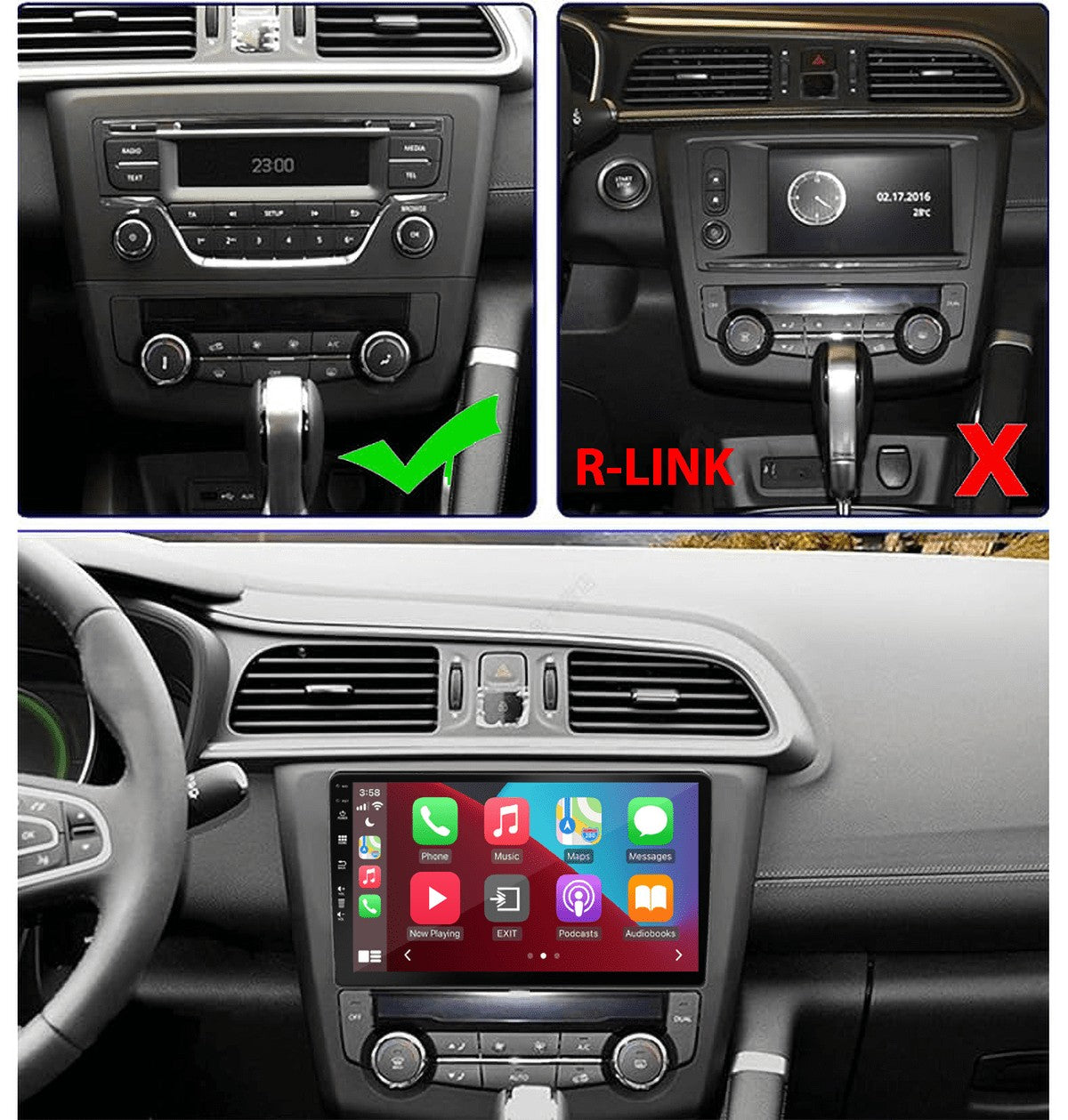 Renault Kadjar (2015–2019) – CarPlay-scherm 9 inch · DAB+