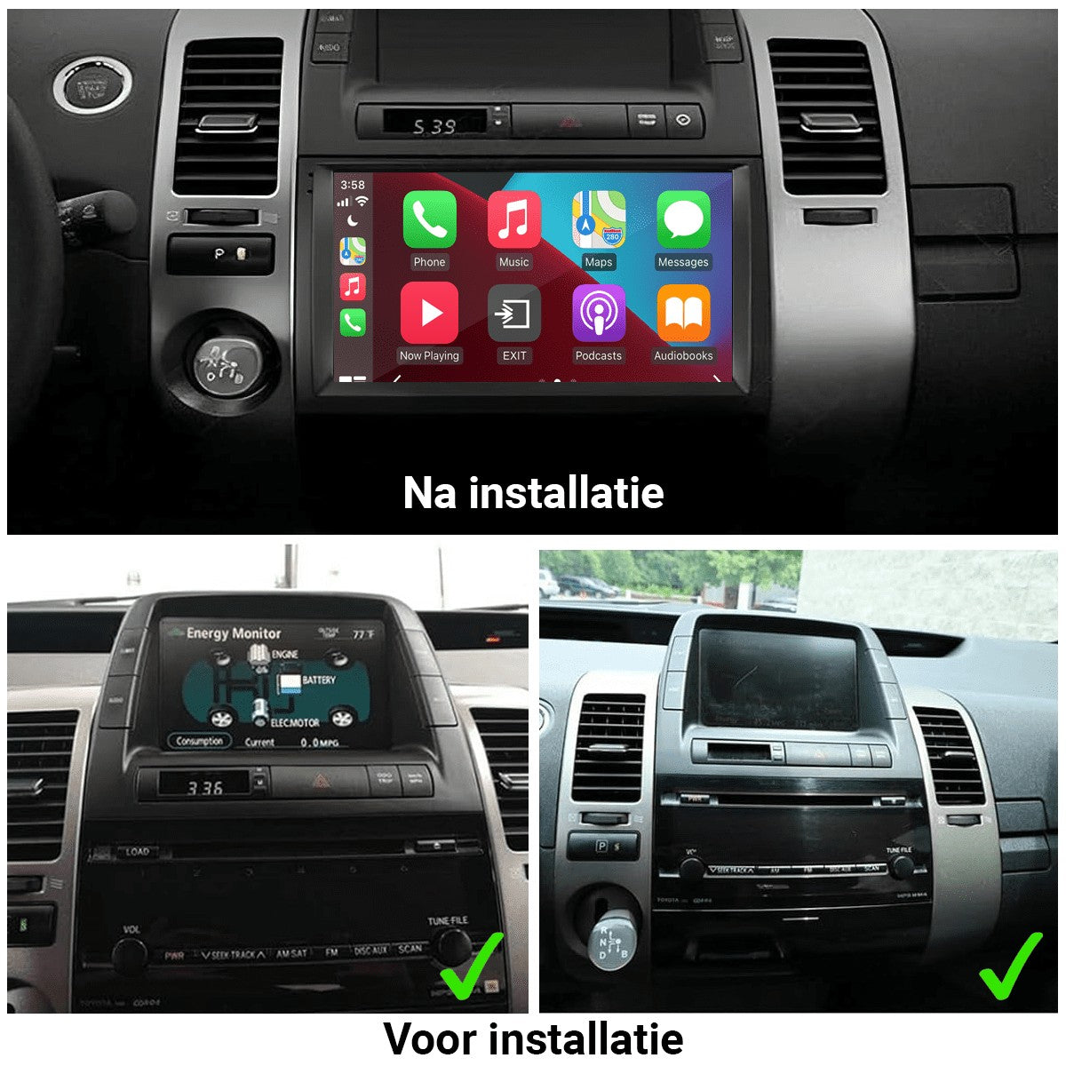 Toyota Prius (2003–2009) – CarPlay-scherm 9 inch · DAB+