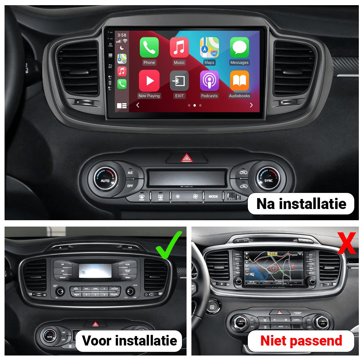 Kia Sorento (2015–2018) – CarPlay-scherm 10 inch · DAB+ · RD-D040Q