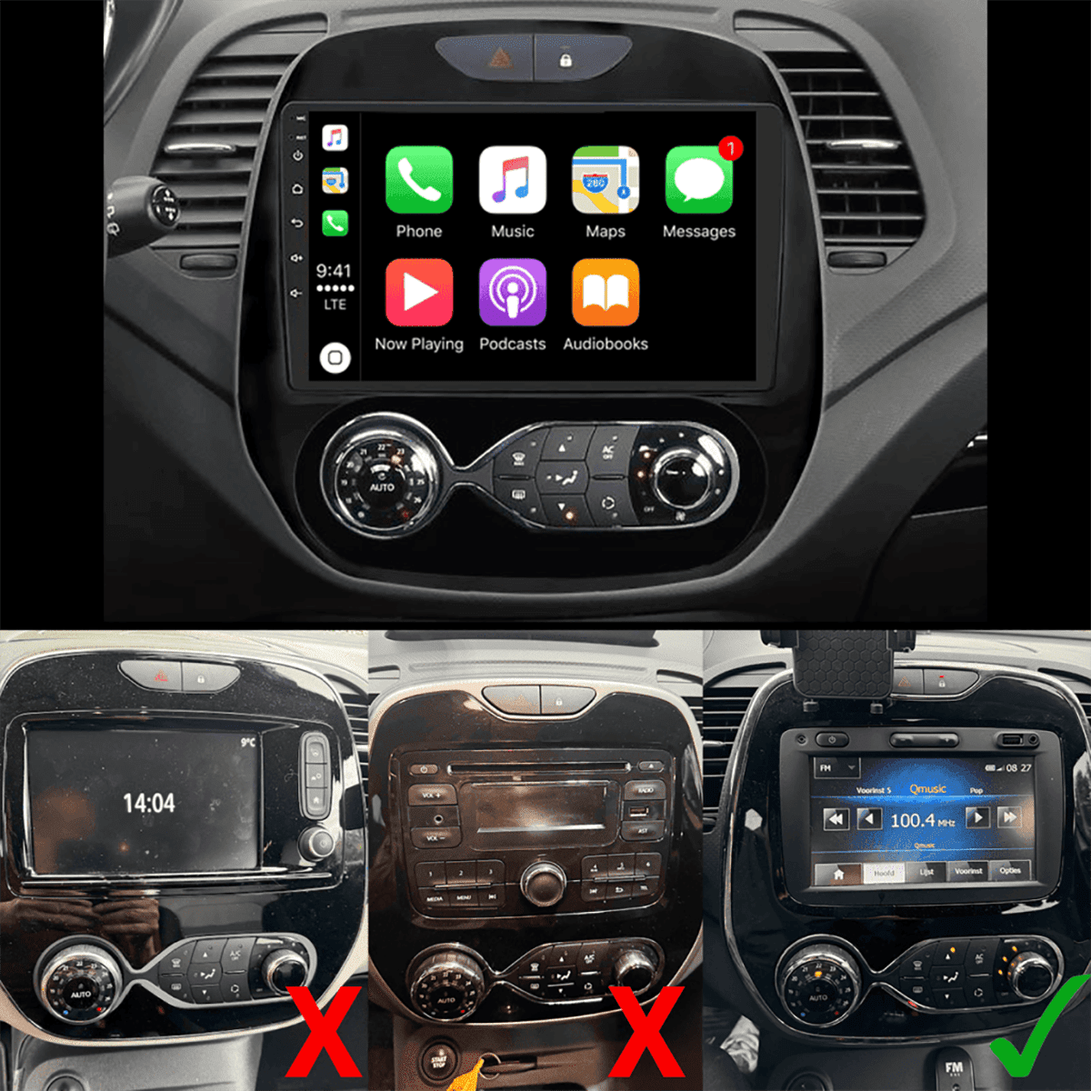 Renault Capture (2013–2019) – CarPlay-scherm 9 inch · DAB+ · RD-D040Q